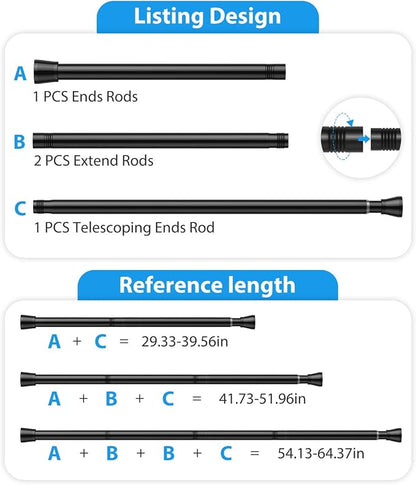 Spring Tension Curtain Rod 30 to 64 Inch, Adjustable Curtain Rods No Drilling - Image 2