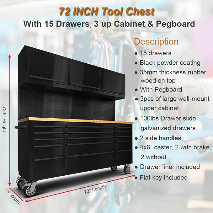 72 inch 15 Drawers Tool Chest - Image 2