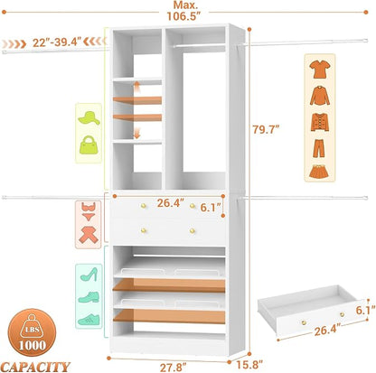 Besiost Closet System, 4.2–8.8 FT Closet Organizer - Image 3
