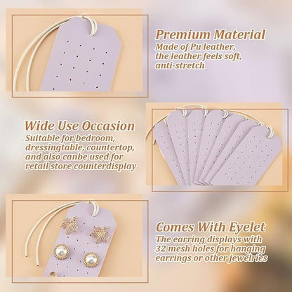 OLYCRAFT 7Pcs Portable Leather Earring Holders Light Purple Leather Earring - Image 4