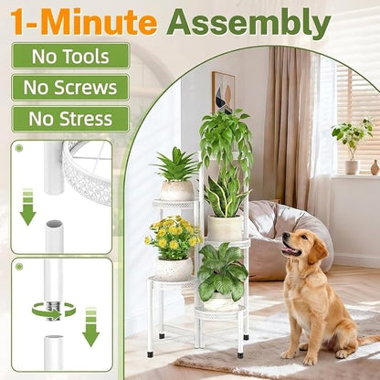 iDavosic.ly Plant Stand Indoor Outdoor, 5 Tier Corner Metal Flower Display - Image 2