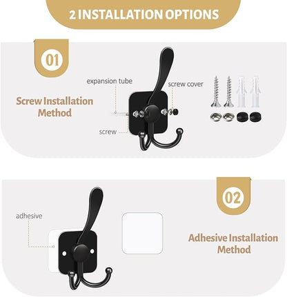 VIS'V 3 Prong Coat Hooks Wall Mount, Metal Self Adhesive Entryway Wall Hooks - Image 3