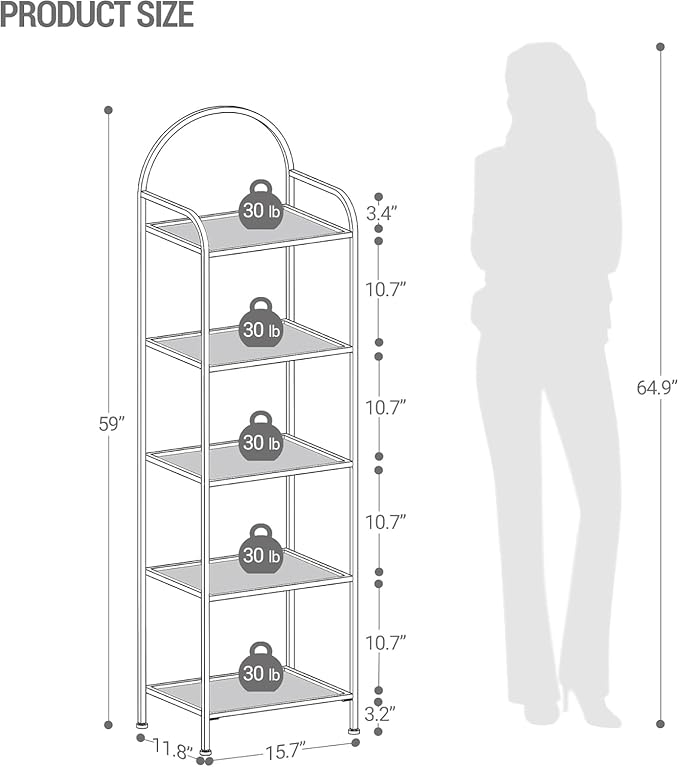 Hzuaneri Bookcase Bookshelf, Tempered Glass Bookshelves | Slim Shelving Unit - Image 2