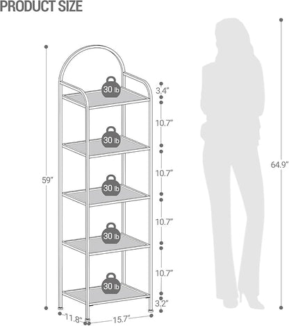 Hzuaneri Bookcase Bookshelf, Tempered Glass Bookshelves | Slim Shelving Unit - Image 2