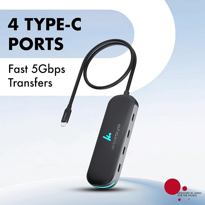 Type C to 4 in 1 Type C Hub, Wozoyo 4XType C 5 Gbps, Data Transfer Upto 5Gbps - Image 2