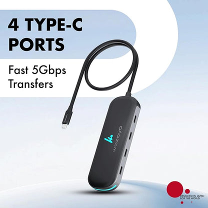 Type C to 4 in 1 Type C Hub, Wozoyo 4XType C 5 Gbps, Data Transfer Upto 5Gbps - Image 2