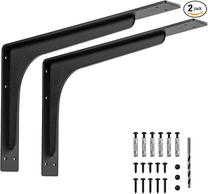 20 x 12 INCH Shelf Brackets, L Shelf Brackets, Vertical Angle, Premium Alloy by Picesa