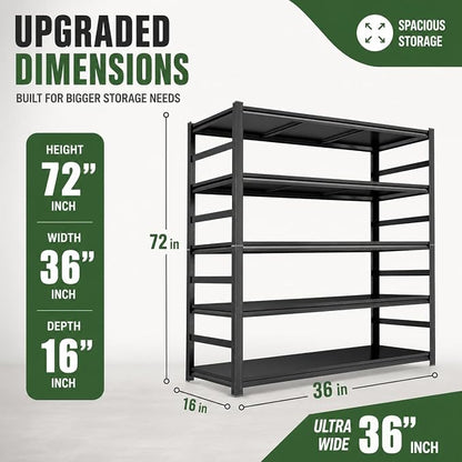 5 Tier Book Shelf, Tall Deep Bookshelf - Image 3