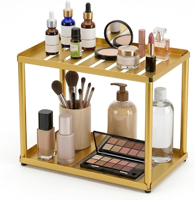 2 Tier Bathroom Counter Organizer, Rectangular Vanity Organizer Shelf, Skincare by Unknown
