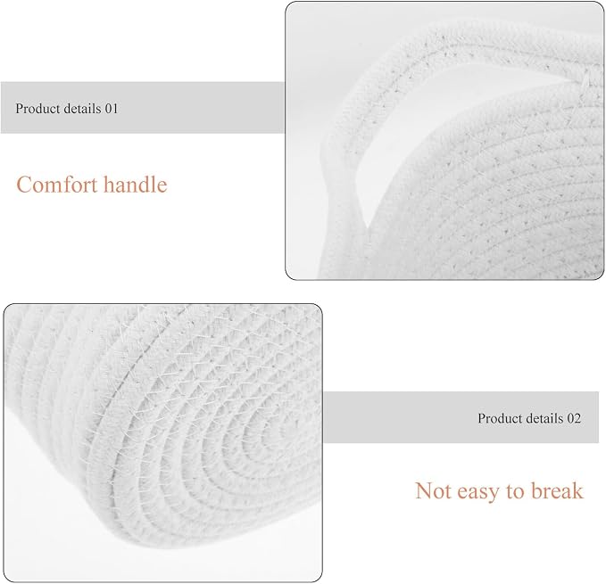 BESPORTBLE 2pcs Small Woven Cotton Rope Baskets - Image 3