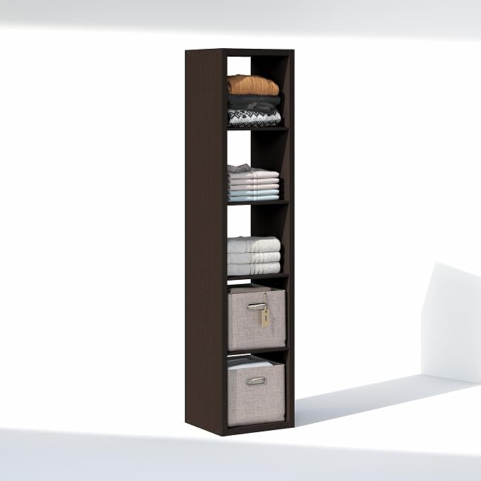 Furinno Cubic Extra Thick 5-Cube Closet Organizers and Storage, Dark Oak | 14.6 - Image 5