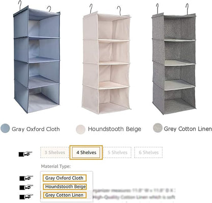 Hanging Closet Organizer and Storage, Foldable 4-Shelf Wardrobe Clothes Shelves - Image 7