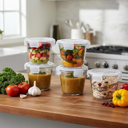 H.JSS WDJS 24 Oz Round Glass Food Storage Container set, 3 Cup Round Glass Soup - Image 8