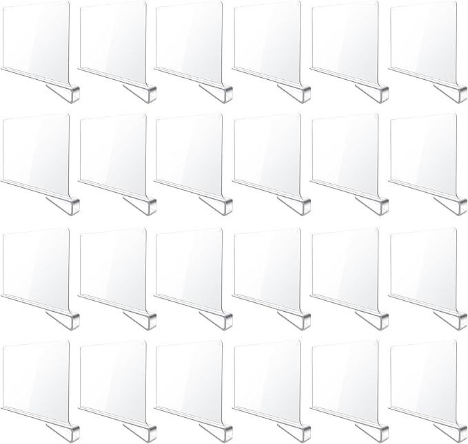 24 Pack Clear Acrylic Shelf Dividers by BAUMFEUER