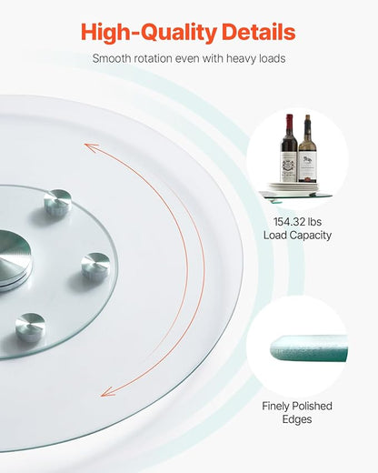 VEVOR 30 in Glass Lazy Susan Turntable, Tempered Glass Dining Table Centerpiece - Image 3