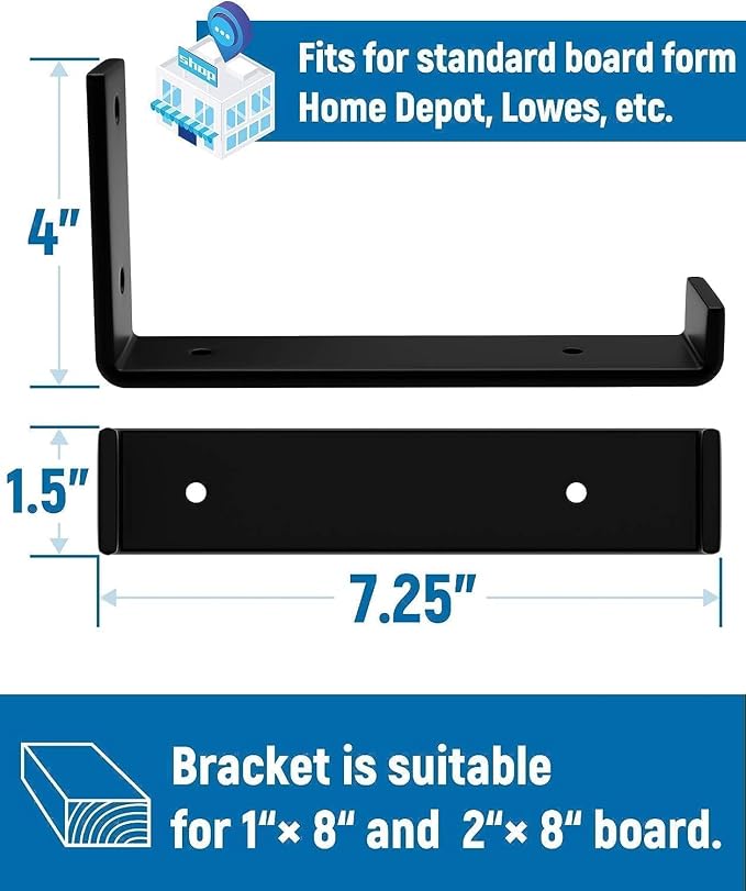 LEOPO 8 inch Shelf Brackets 8-Pack, 1/5 inch Thick Heavy Duty Industrial Bracket - Image 3