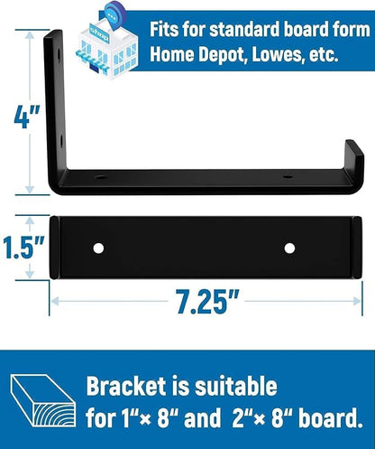 LEOPO 8 inch Shelf Brackets 8-Pack, 1/5 inch Thick Heavy Duty Industrial Bracket - Image 3