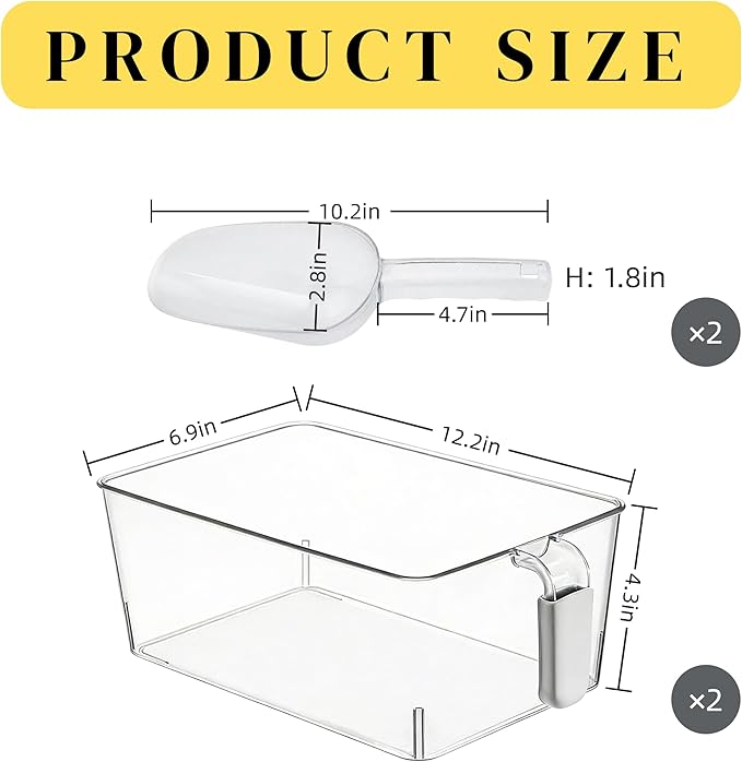 2-Pack Clear Gray Ice Storage Bins - Image 2