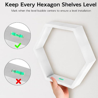 CADUKE Hexagon Floating Shelves Set of 3, Modern Honeycomb Floating Hanging - Image 4