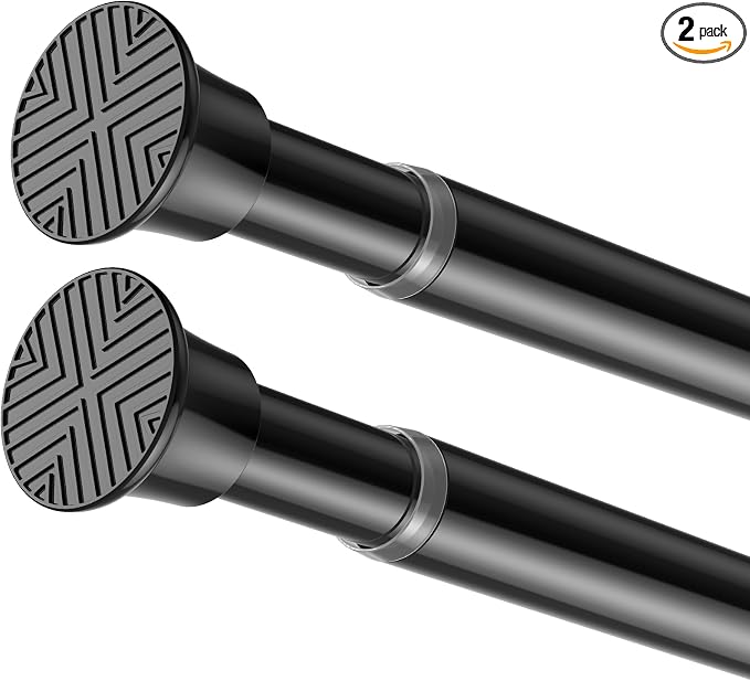 2 Pack Spring Tension Curtain Rod 32-62 inch, Adjustable Expandable Tension by SISELBATensionCurtainRod
