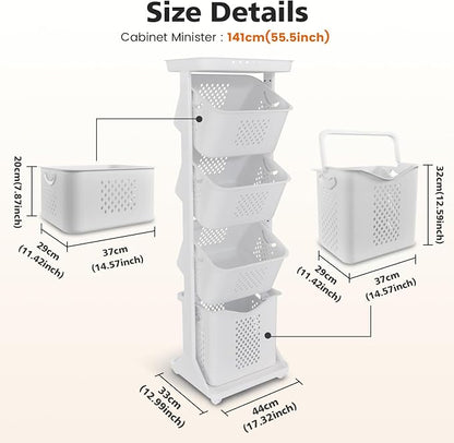 BAOKALER 4-Tier Laundry Hamper Sorter, Vertical Rolling Laundry Baskets - Image 2