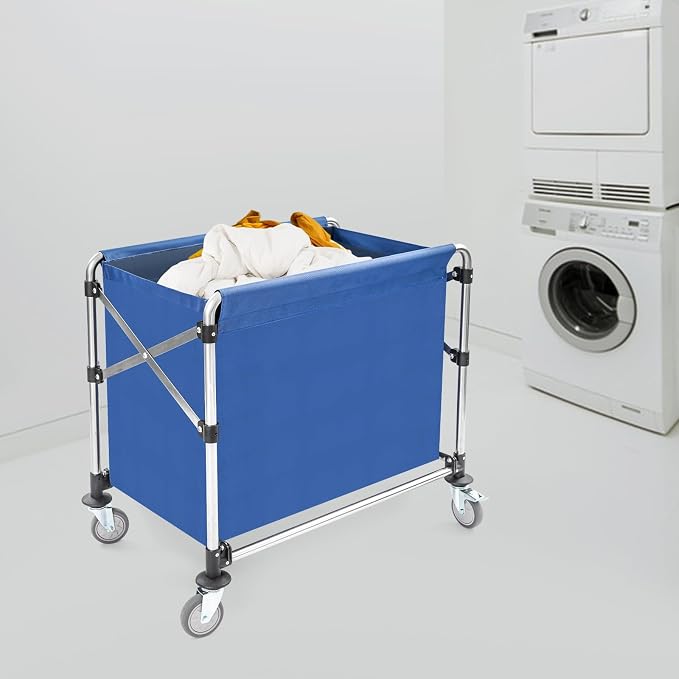 Commercial Laundry Cart with Wheels, Folding Laundry Hamper Cart, Heavy Duty - Image 4