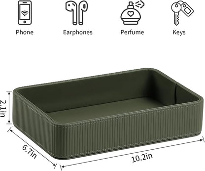 PU Leather Valet Tray Organizer, Modern Nightstand Organizer Bedside Desktop - Image 7