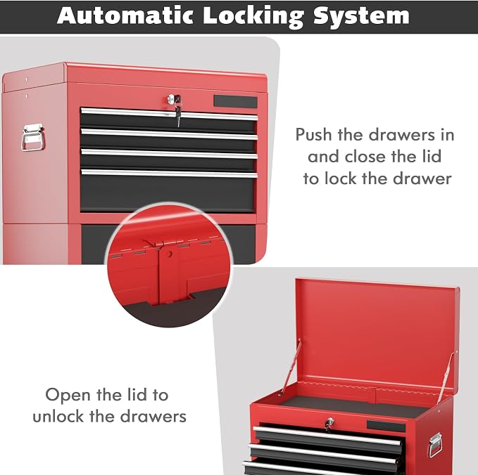 Goplus Tool Chest, 3-in-1 Rolling 6 Drawers Tool Cabinet - Image 5