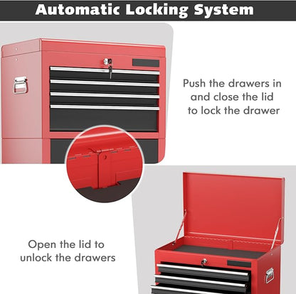 Goplus Tool Chest, 3-in-1 Rolling 6 Drawers Tool Cabinet - Image 5