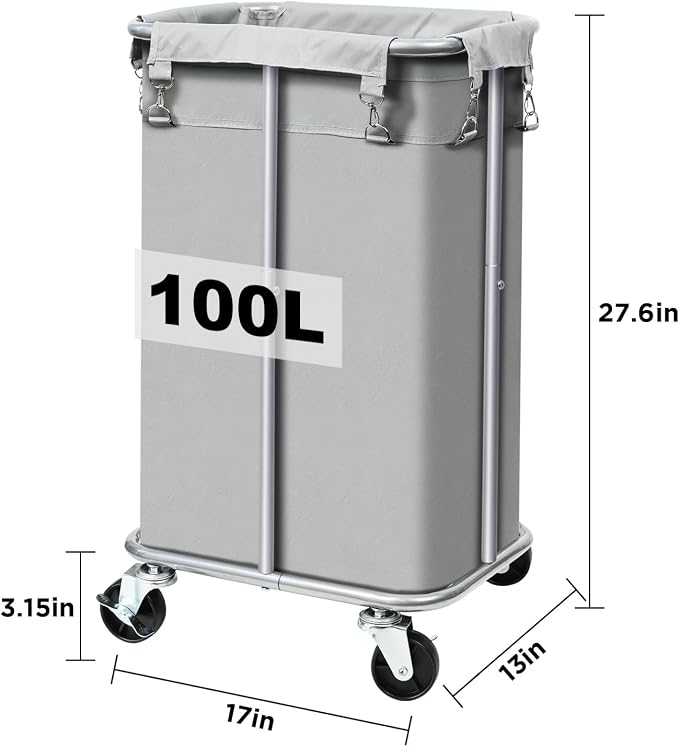 Laundry Basket with Wheels, Rolling Laundry Hamper with Removable Bag, 100L - Image 7