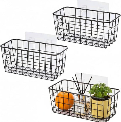 3 Set LeleCAT Adhesive Over the Cabinet Door Wire Baskets by HomeSpaceStorageBasket