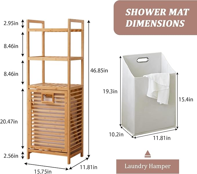 Laundry Hamper with 3 Tier Shelves & Tilt Out Basket, Laundry Baskets Organizer - Image 2