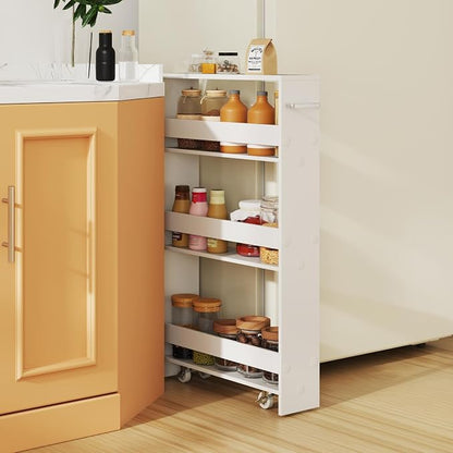 Slim Rolling Storage Cart, 4 Tier Narrow Kitchen Cart - Image 2