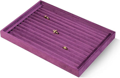 Velvet Ring Display Tray, Stackable Muilt Slot Rings Ear Stud Storage Tray - Image 3