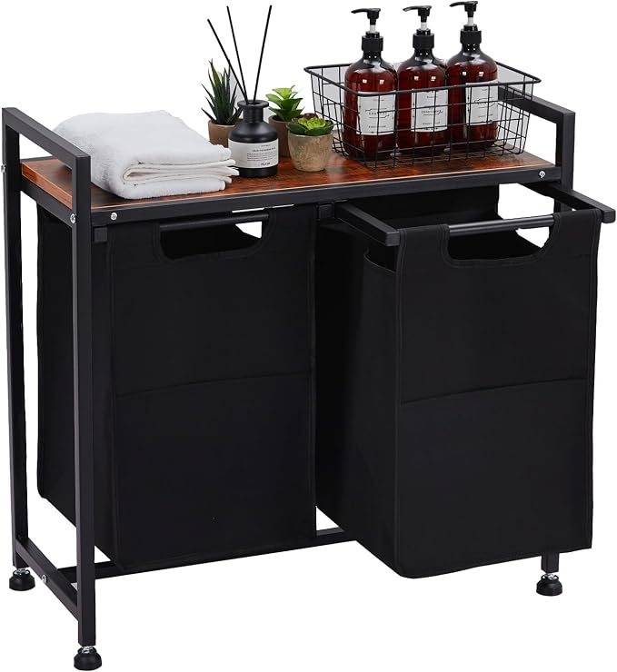 2 Section Laundry Sorter with Wheels, 87L Large Capacity Rolling Laundry Hamper by Unknown