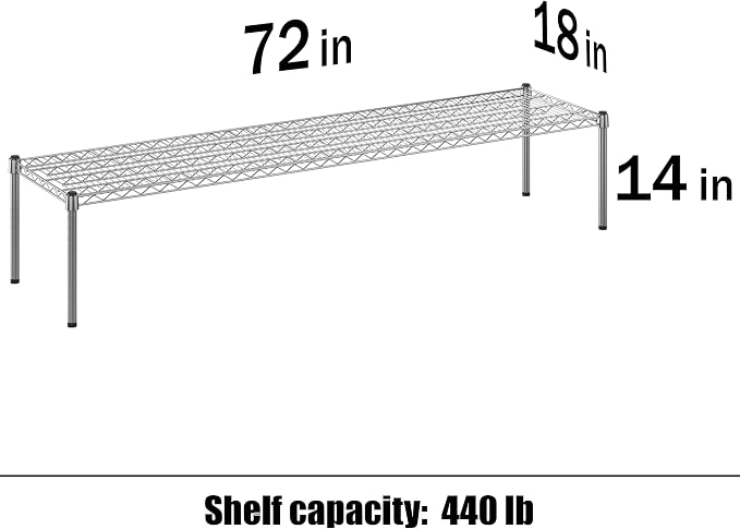 18" Deep x 72" Wide x 14" Height Wire Shelving Kit | 1-Tier | NSF Commercial - Image 3