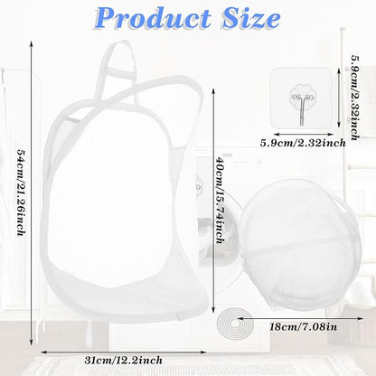 Ouligay 2Pcs Hanging Laundry Hamper Bag, Mesh Hanging Laundry Basket, Foldable - Image 3