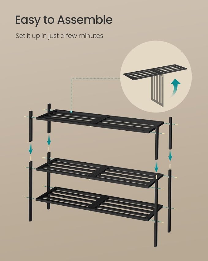SONGMICS Bamboo Shoe Rack for Closet, Stackable Shoe Oragnizer - Image 7