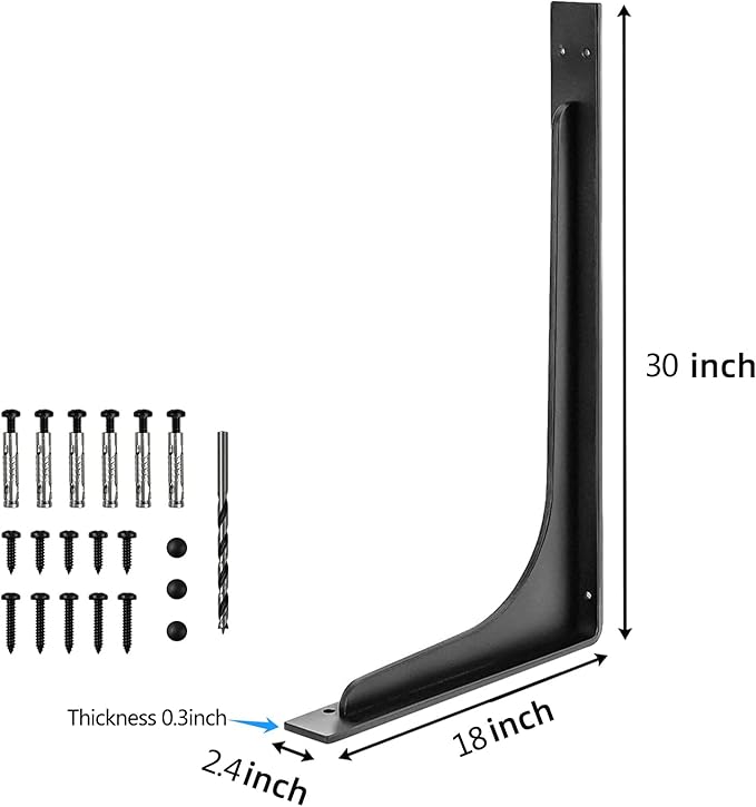 30 INCH x 18 INCH Shelf Brackets, L Shelf Brackets, Vertical Angle, Premium - Image 2