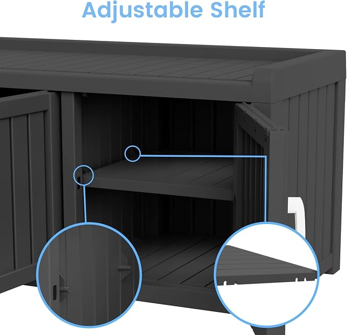 3 Doors Shoe Bench, Waterproof & UV-Resistant, Resin Shoe Cabinet Indoor & - Image 7