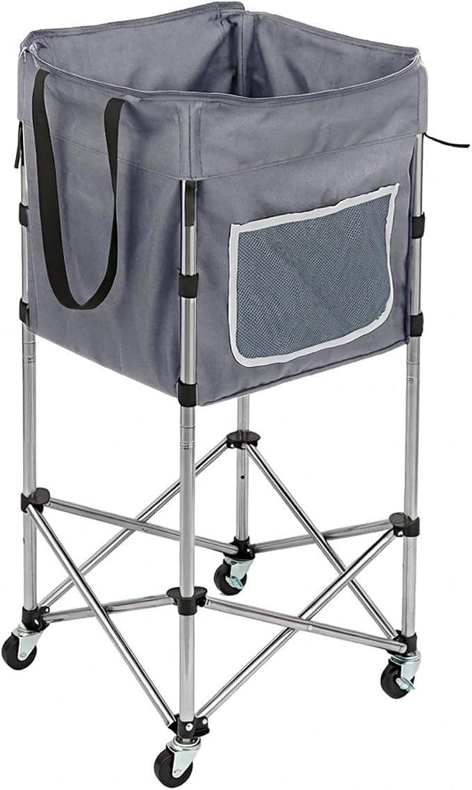 Laundry Basket with Wheels, 35.9" No-Bend Rolling Hamper, steel frame, foldable by TaiAIphayi