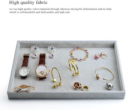 Oirlv Velvet Stackable Jewelry Trays Grids Rings Earrings Bracelet Watch - Image 4