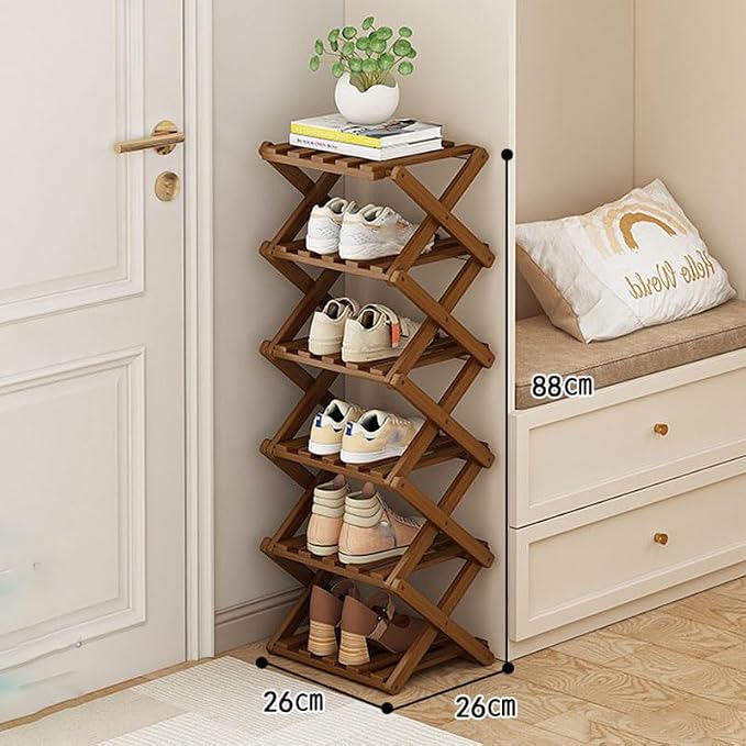 YYW Bamboo Shoe Rack for Entryway, Installation-Free and Foldable Vertical Shoe - Image 2