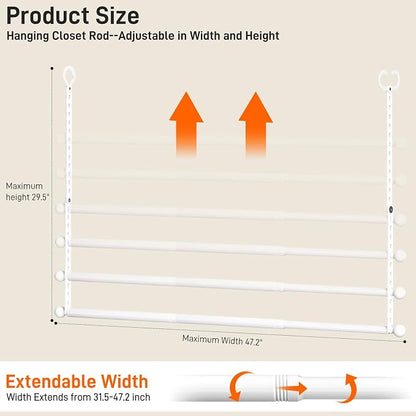 SUTINE Closet Rods for Hanging Clothes, Adjustable Closet Extender Hanging Rod - Image 2