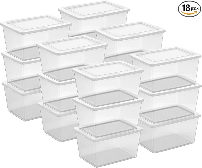 Sterilite 18 Pack Storage Boxes, Lightweight Home Organizers by Sterilite