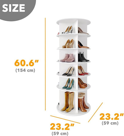 SpaceAid Rotating Shoe Rack 6 Tier Organizer, High Bottom Design Shoe Tower - Image 2