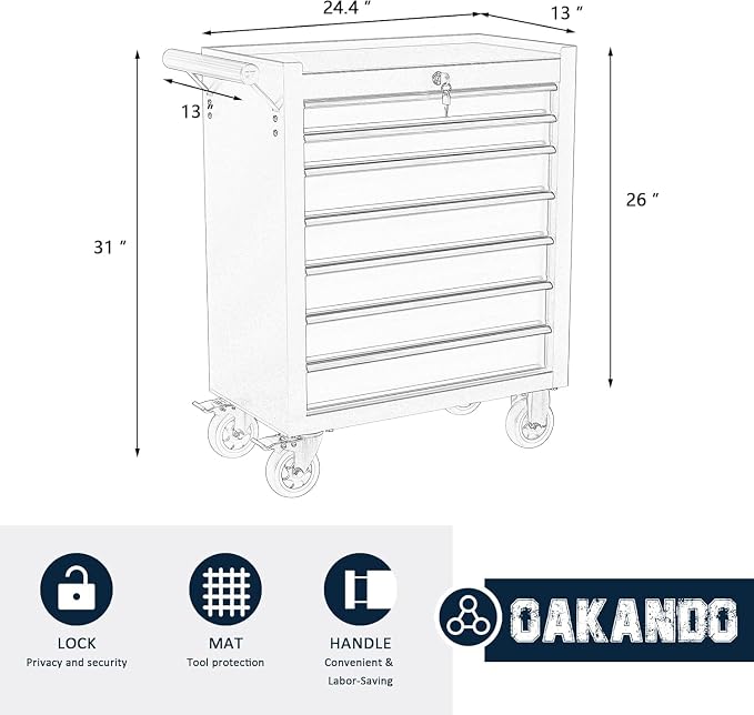 7-Drawer Metal Rolling Tool Chest - Image 2