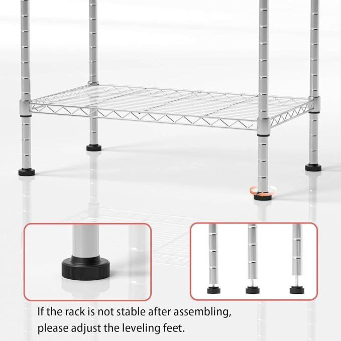 5 Tier Shelving Unit, 176 LBS Per Shelf Height Adjustable Narrow Storage Shelves - Image 5