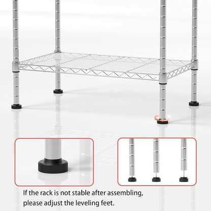 5 Tier Shelving Unit, 176 LBS Per Shelf Height Adjustable Narrow Storage Shelves - Image 5