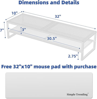 Simple Trending 2 Tier Metal Dual Monitor Stand Riser, Computer Office Desktop - Image 6